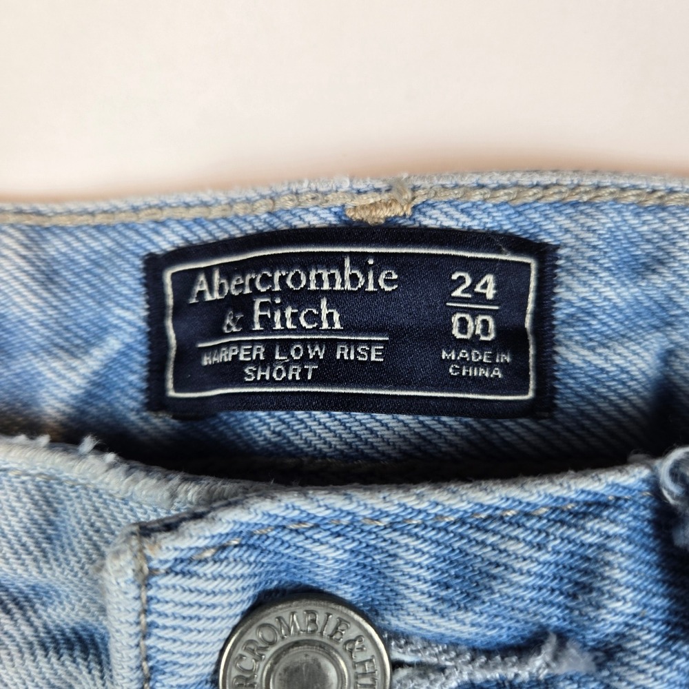Y2K Abercrombie & Fitch Shorts Embroidered Distressed Denim Size 00/24 Boho - Picture 3 of 11